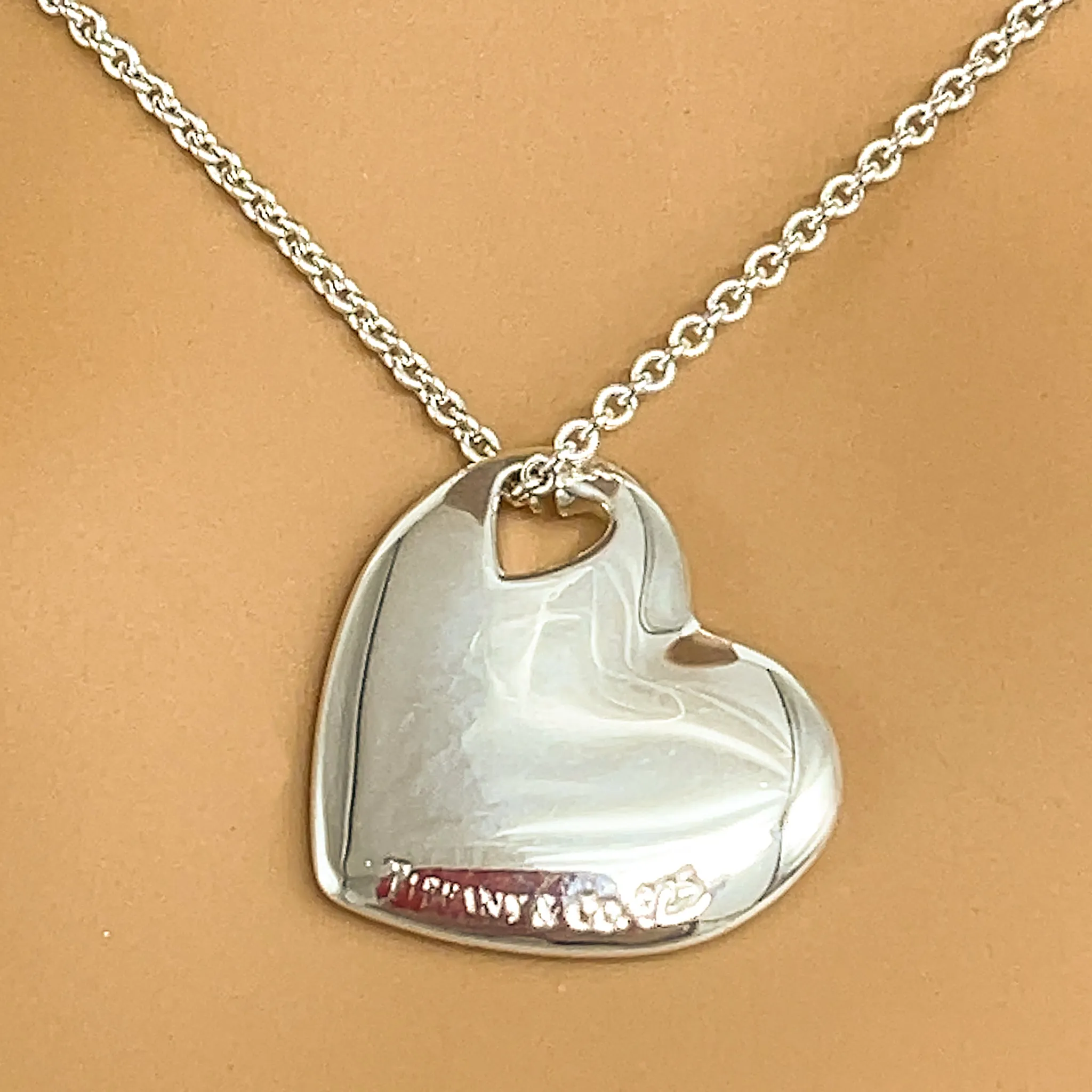 Tiffany and Co. Sterling Silver Cutout Heart Pendant Necklace