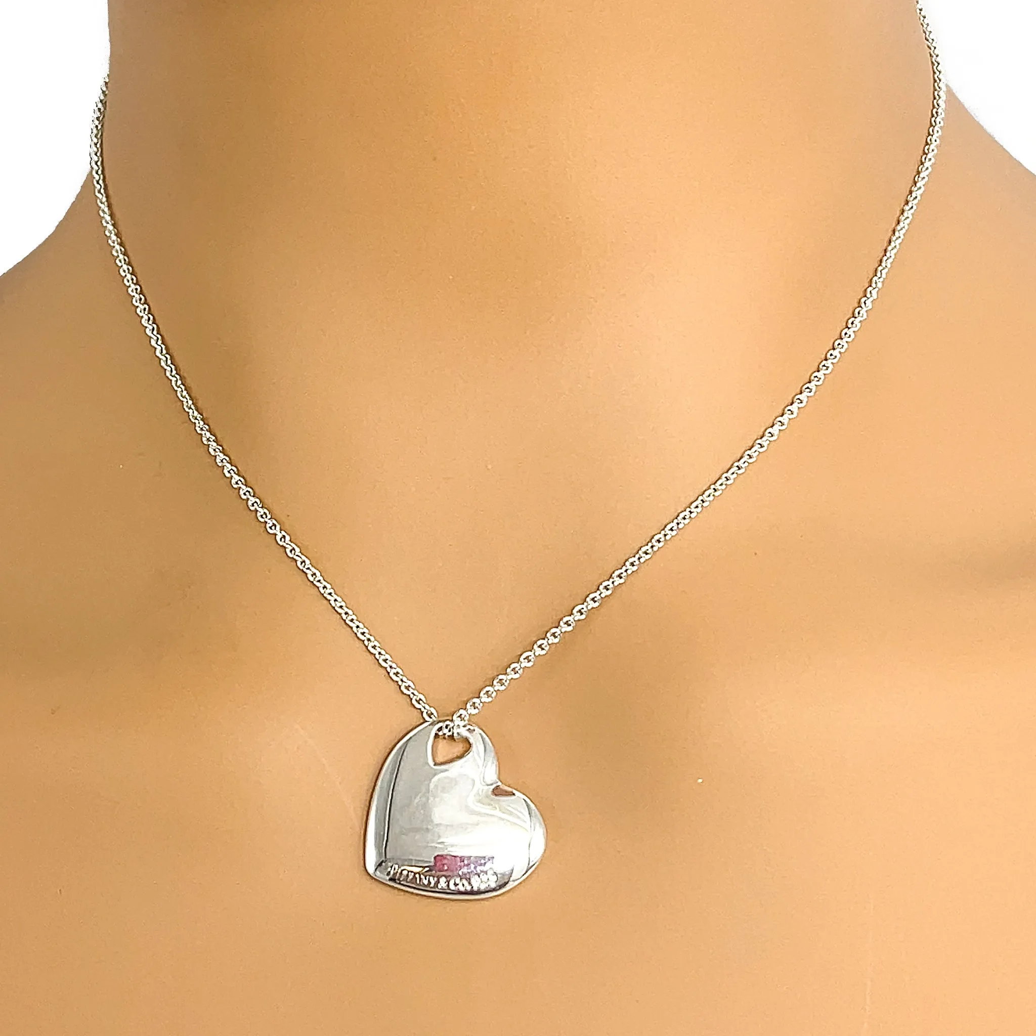 Tiffany and Co. Sterling Silver Cutout Heart Pendant Necklace