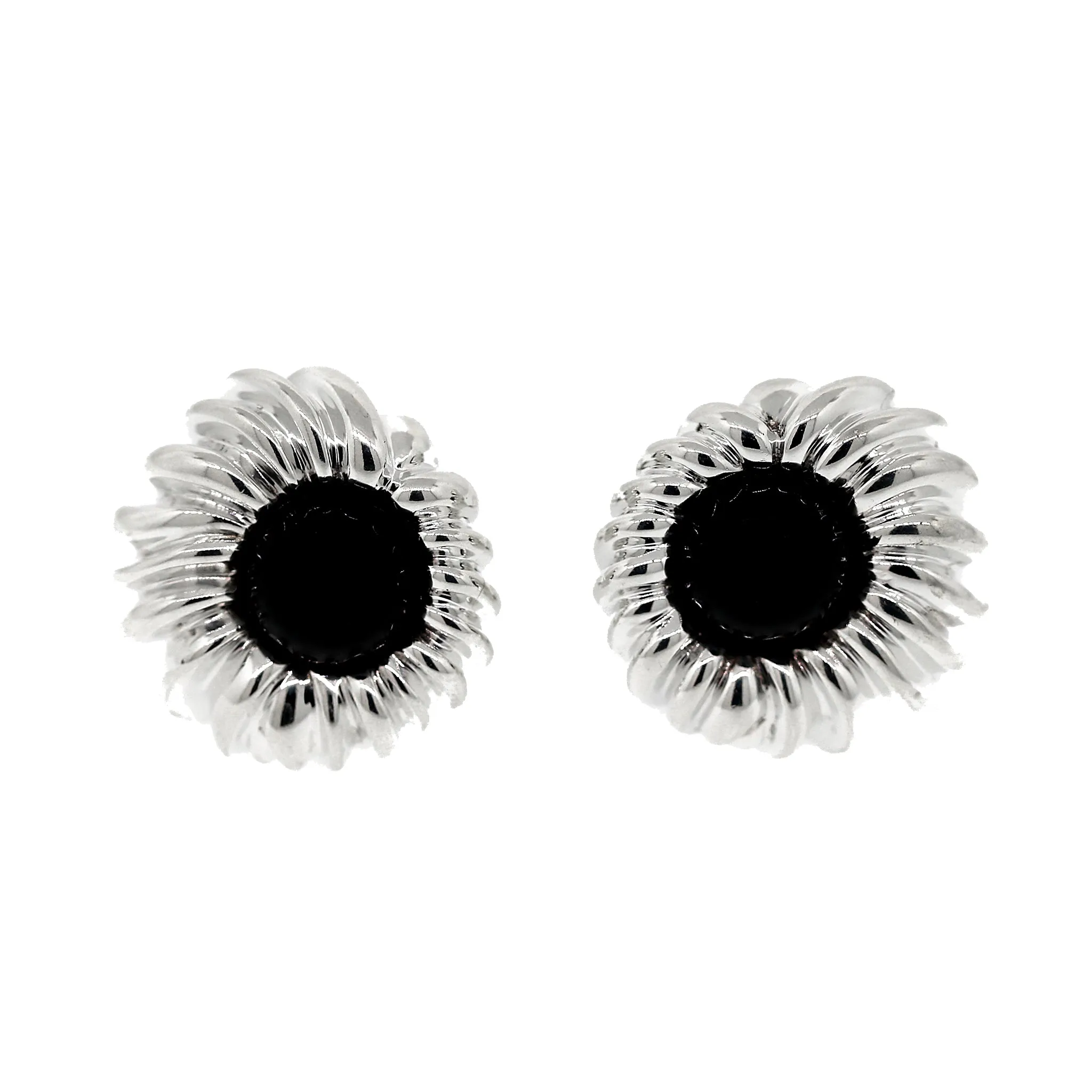 Tiffany and Co. Sterling Silver Onyx Shell Earclips