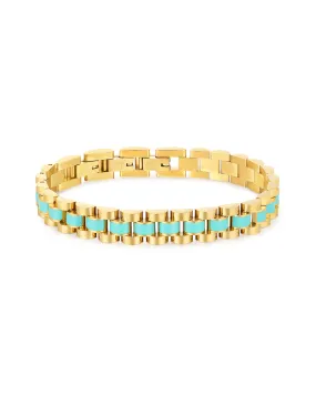 Timepiece Bracelet- Turquoise Blue- Gold