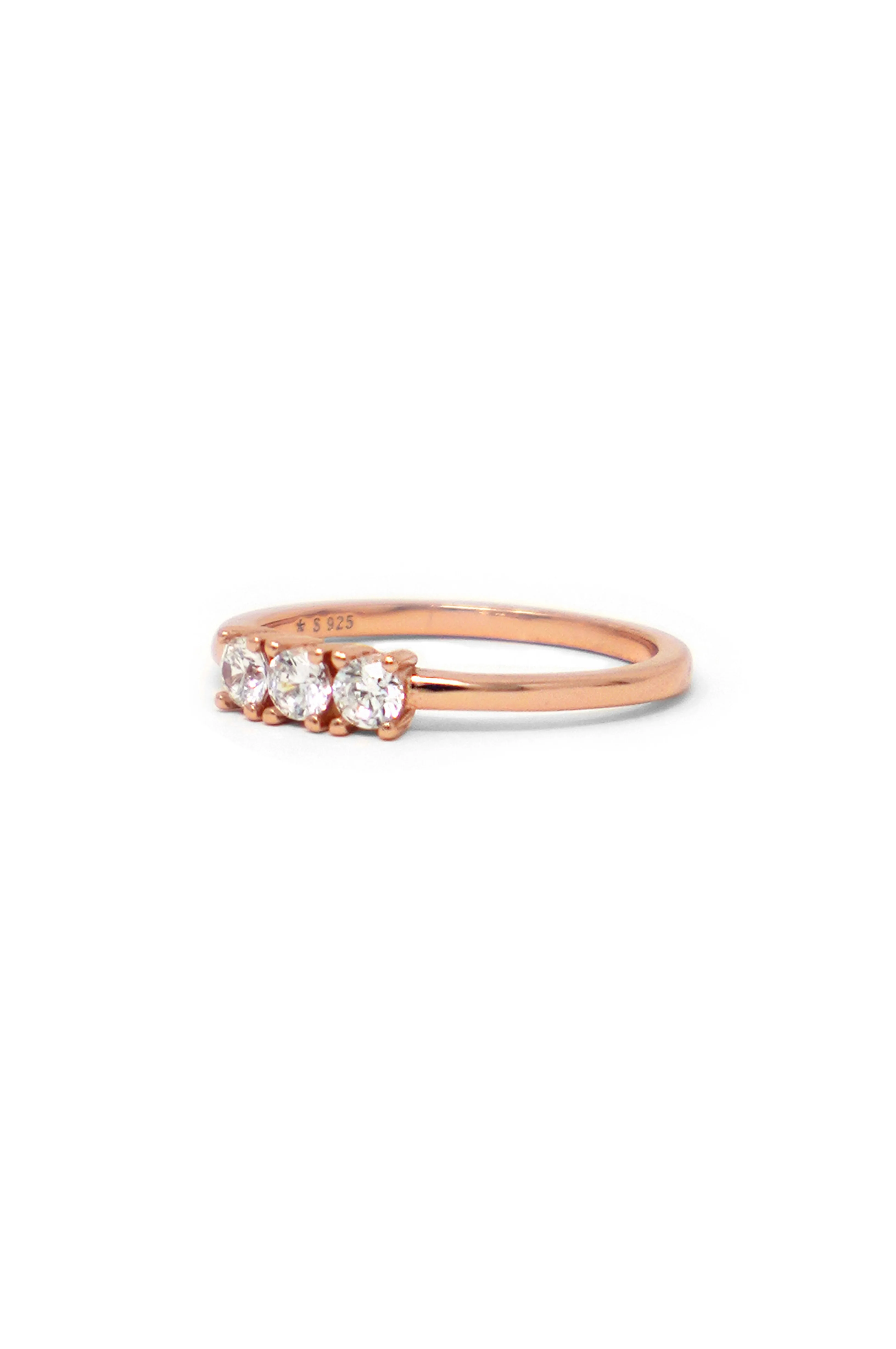 Triple Bling Rose Gold Plated Sterling Silver Rings