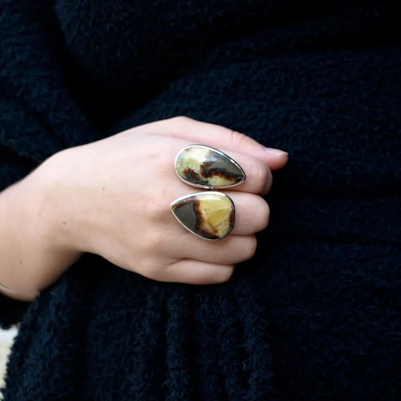 Tulsi Septarian Bohemian Gemstone Ring