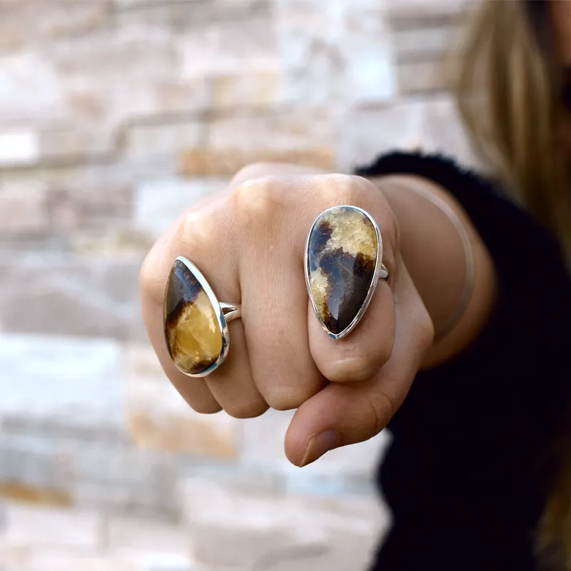 Tulsi Septarian Bohemian Gemstone Ring