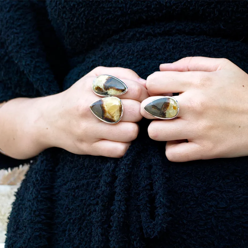 Tulsi Septarian Bohemian Gemstone Ring