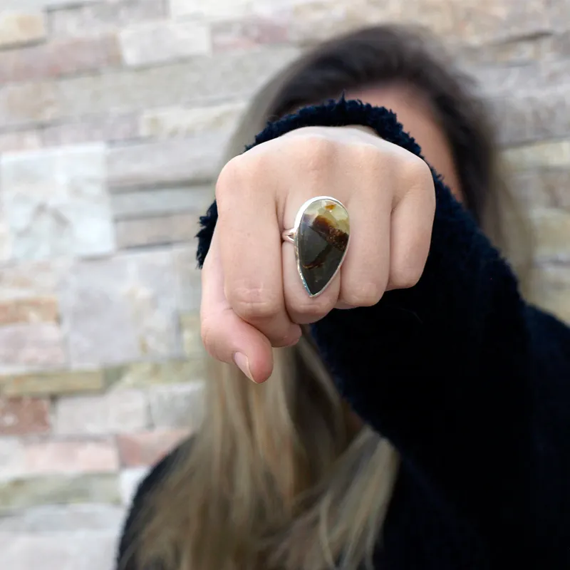 Tulsi Septarian Bohemian Gemstone Ring