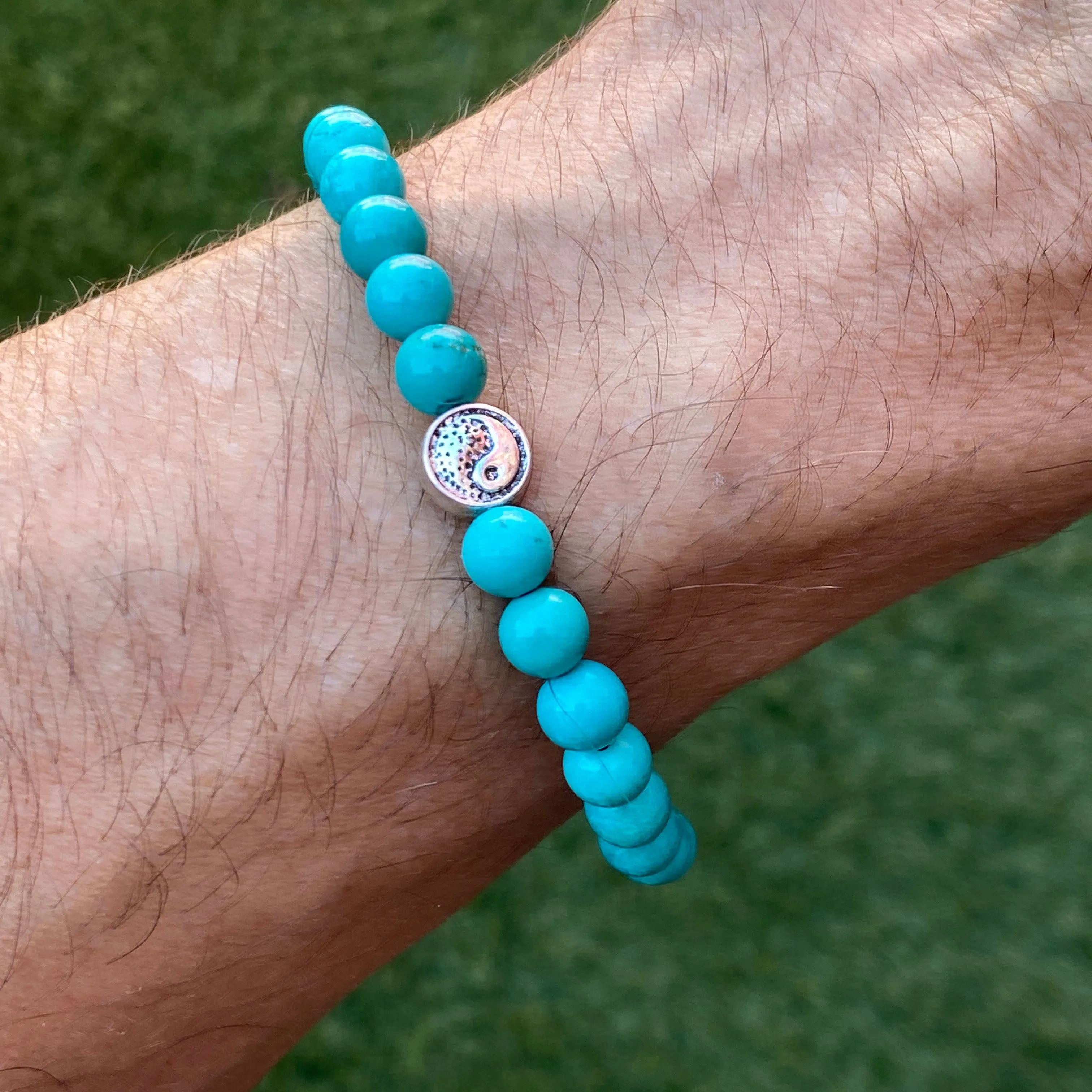 Turquoise and Pewter Yin Yang Bracelet