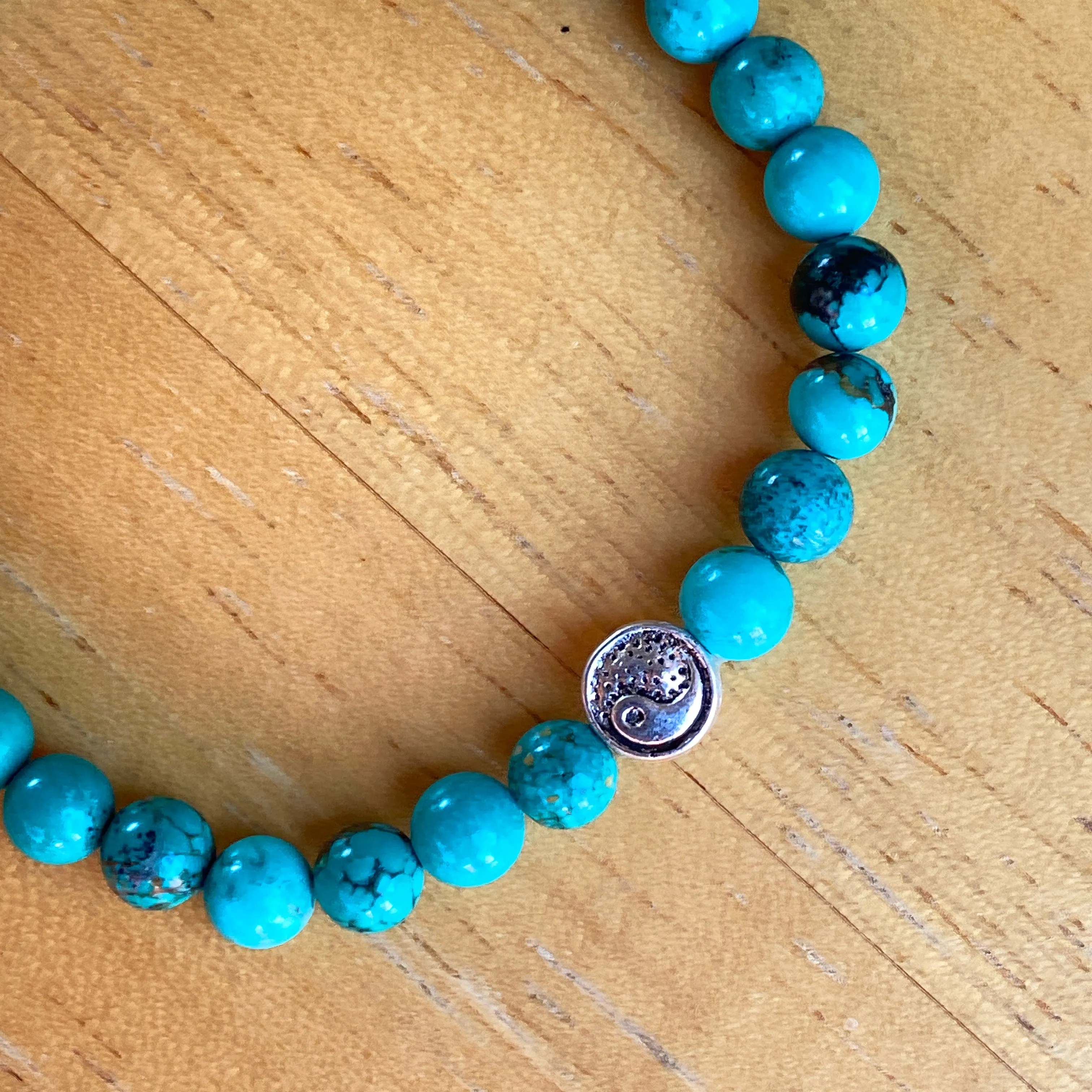 Turquoise and Pewter Yin Yang Bracelet