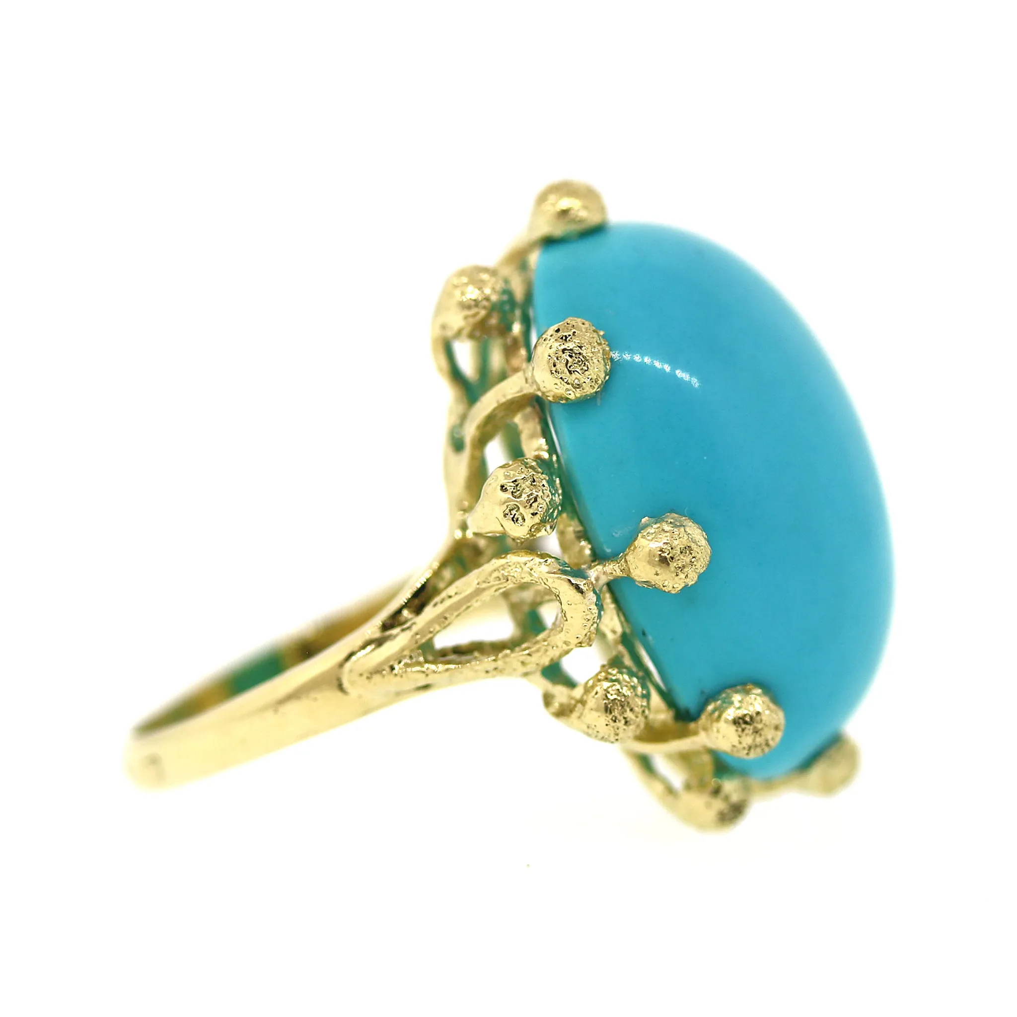 Turquoise and Yellow Gold Ocean Reef Ring