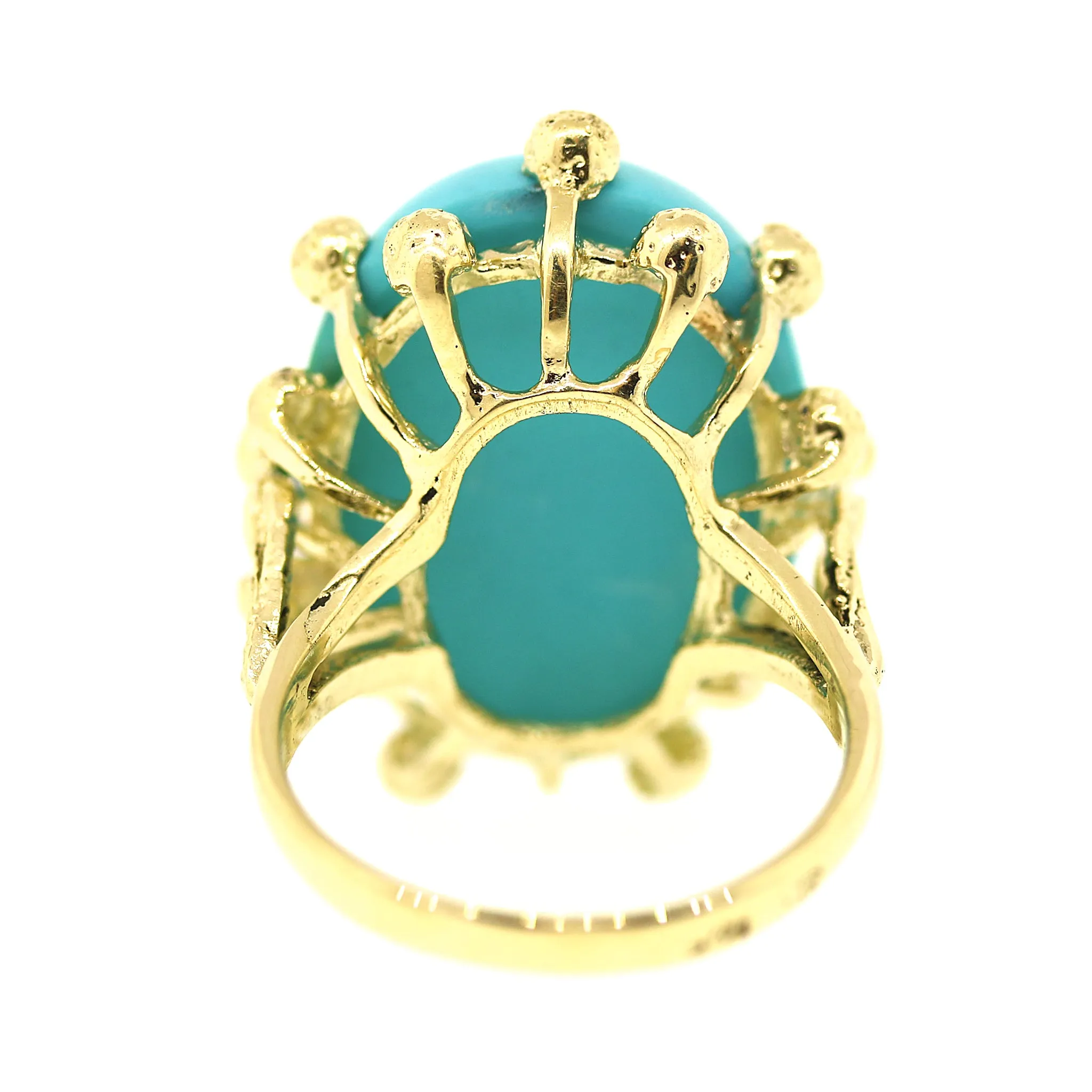 Turquoise and Yellow Gold Ocean Reef Ring