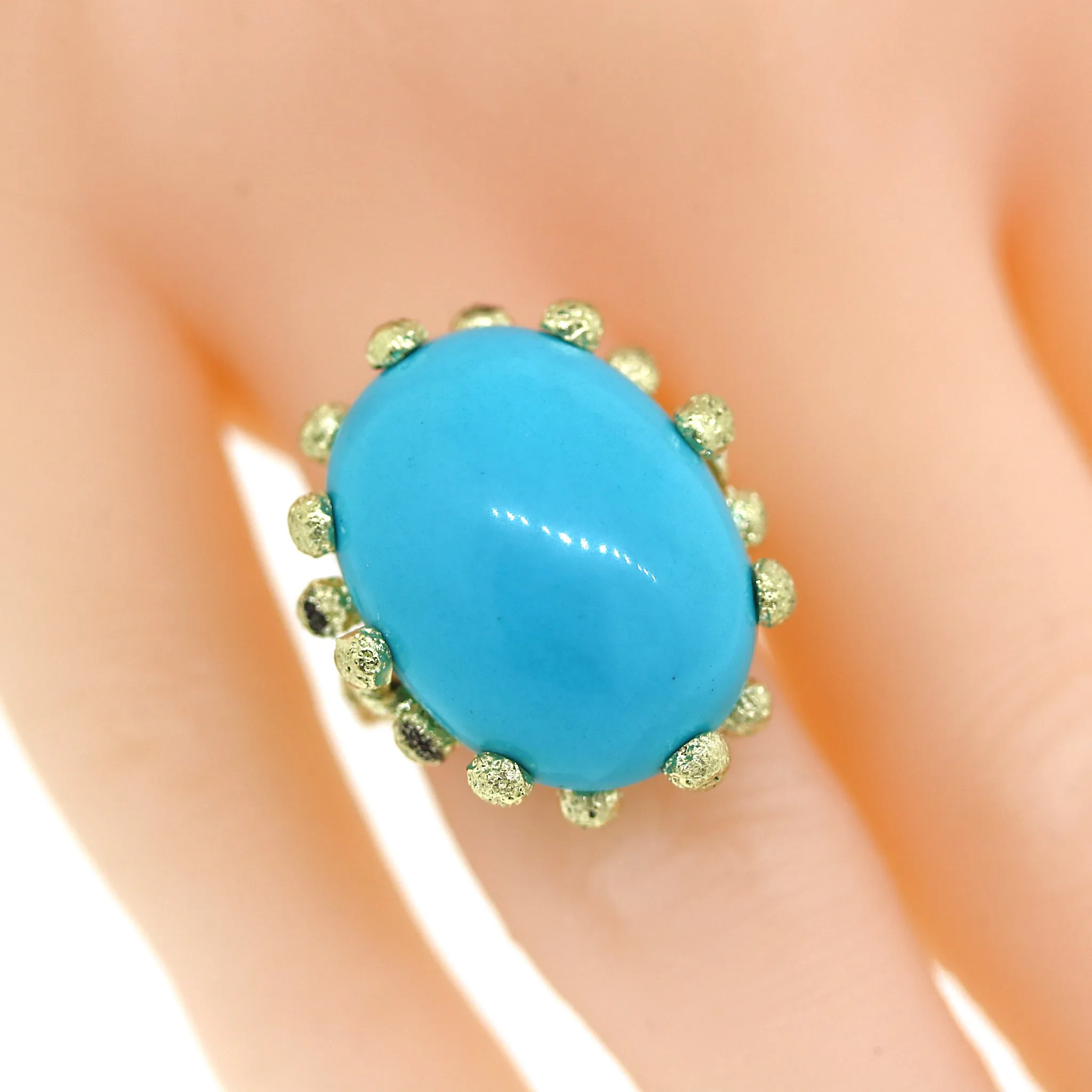 Turquoise and Yellow Gold Ocean Reef Ring