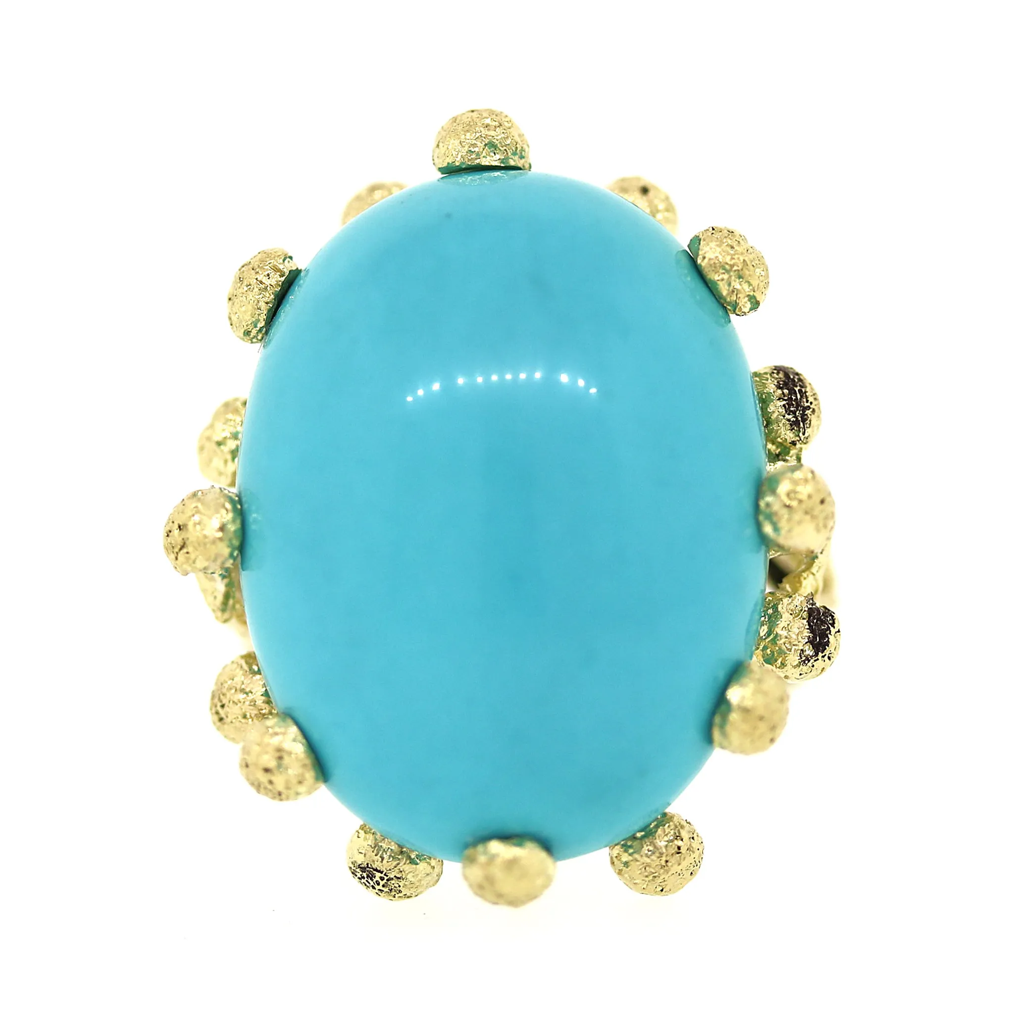 Turquoise and Yellow Gold Ocean Reef Ring