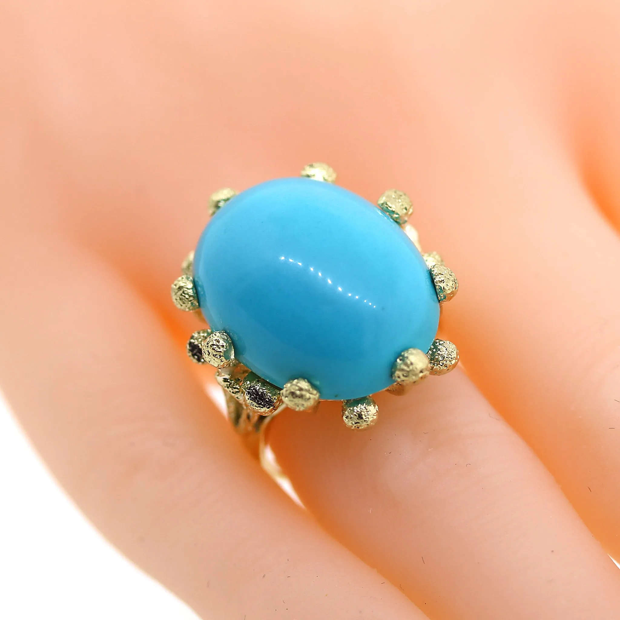 Turquoise and Yellow Gold Ocean Reef Ring