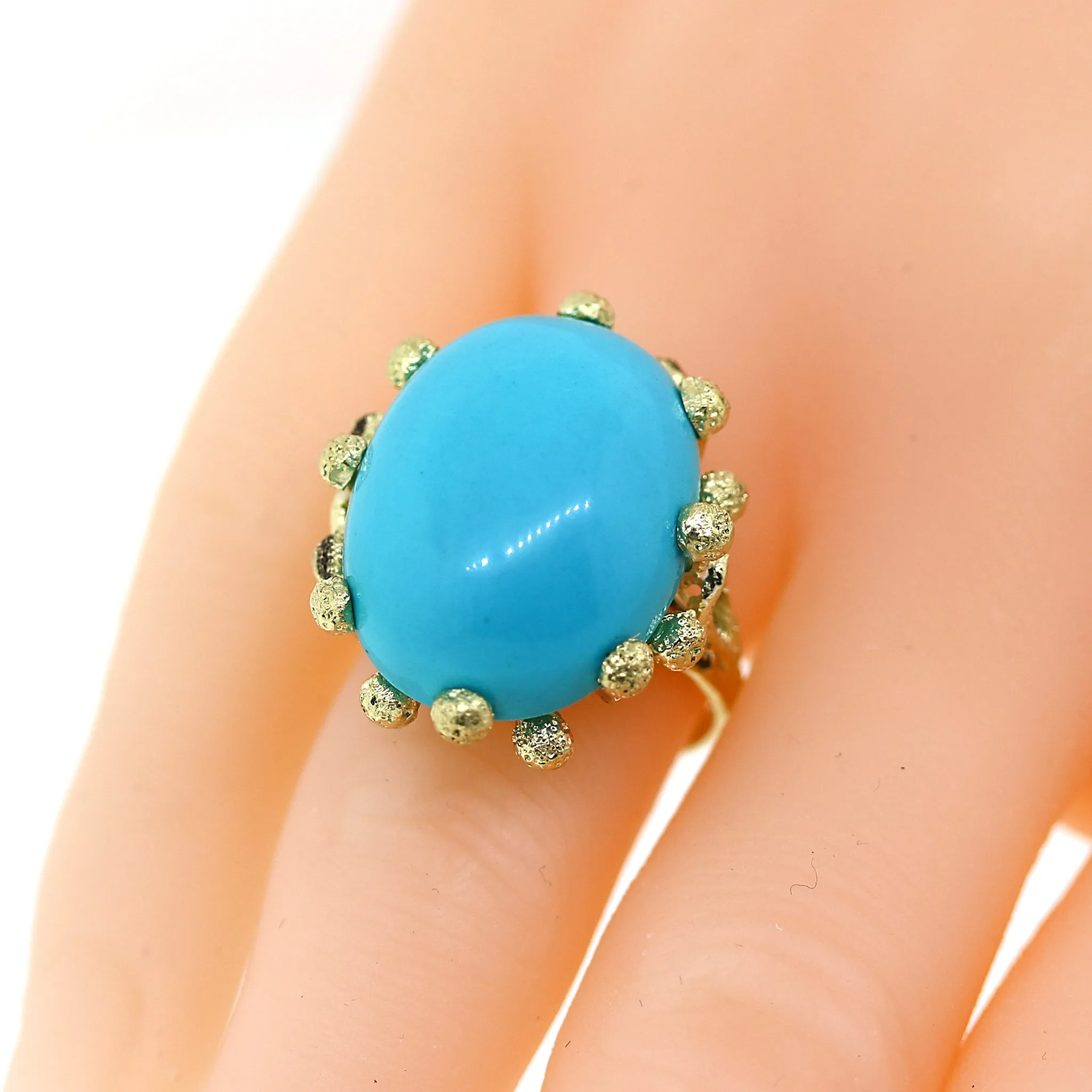 Turquoise and Yellow Gold Ocean Reef Ring