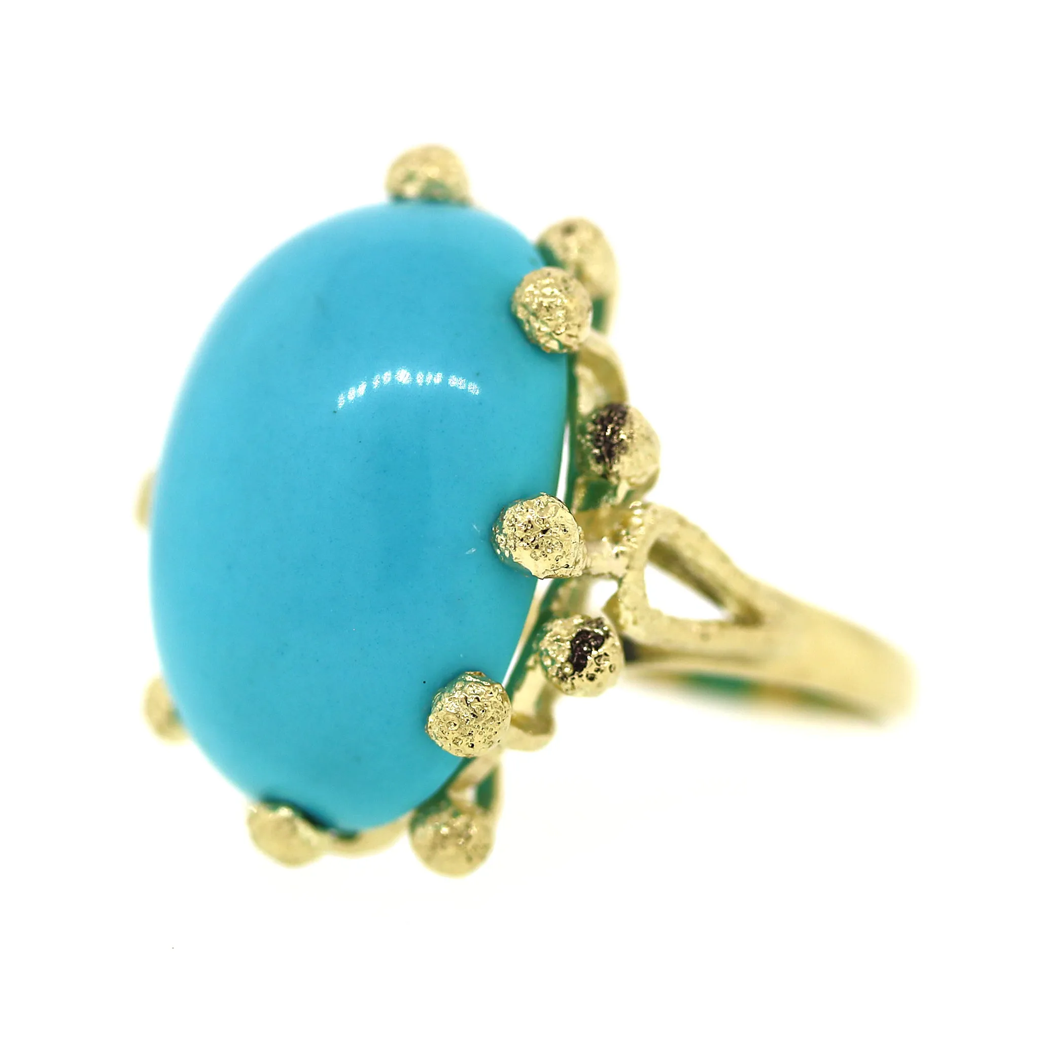 Turquoise and Yellow Gold Ocean Reef Ring