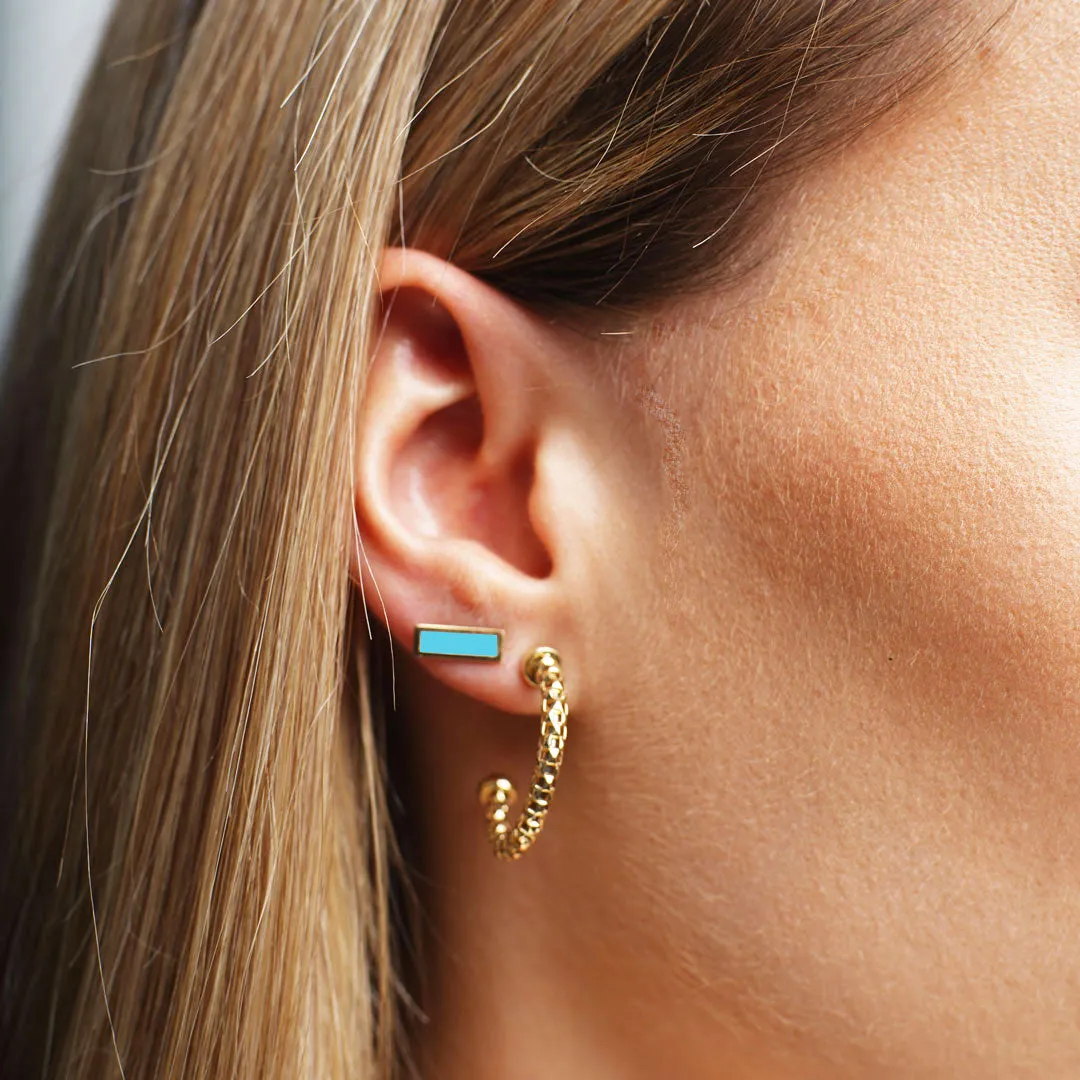 Turquoise Bar Stud Earrings