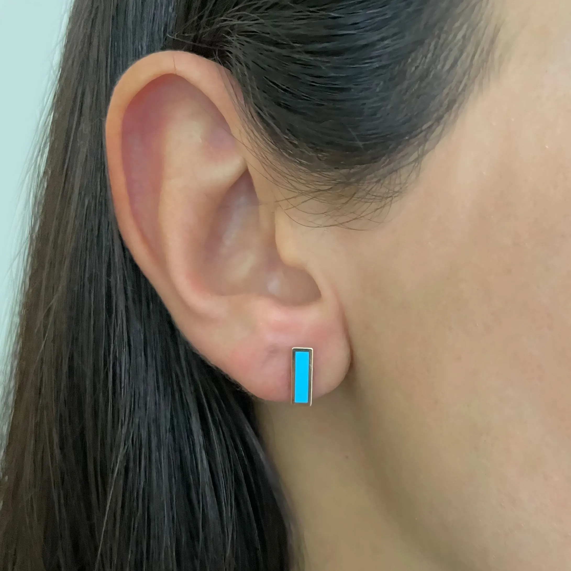 Turquoise Bar Stud Earrings