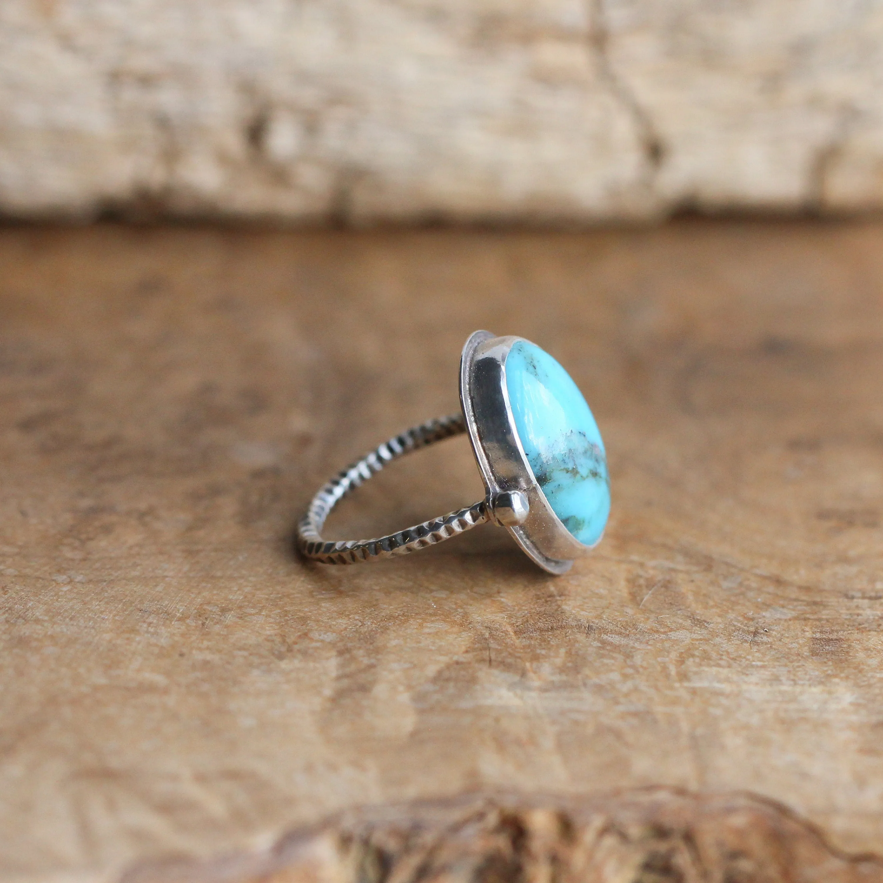 Turquoise Chloe Ring - Unique Silversmith Ring - OOAK Turquoise Ring - Silversmith Ring