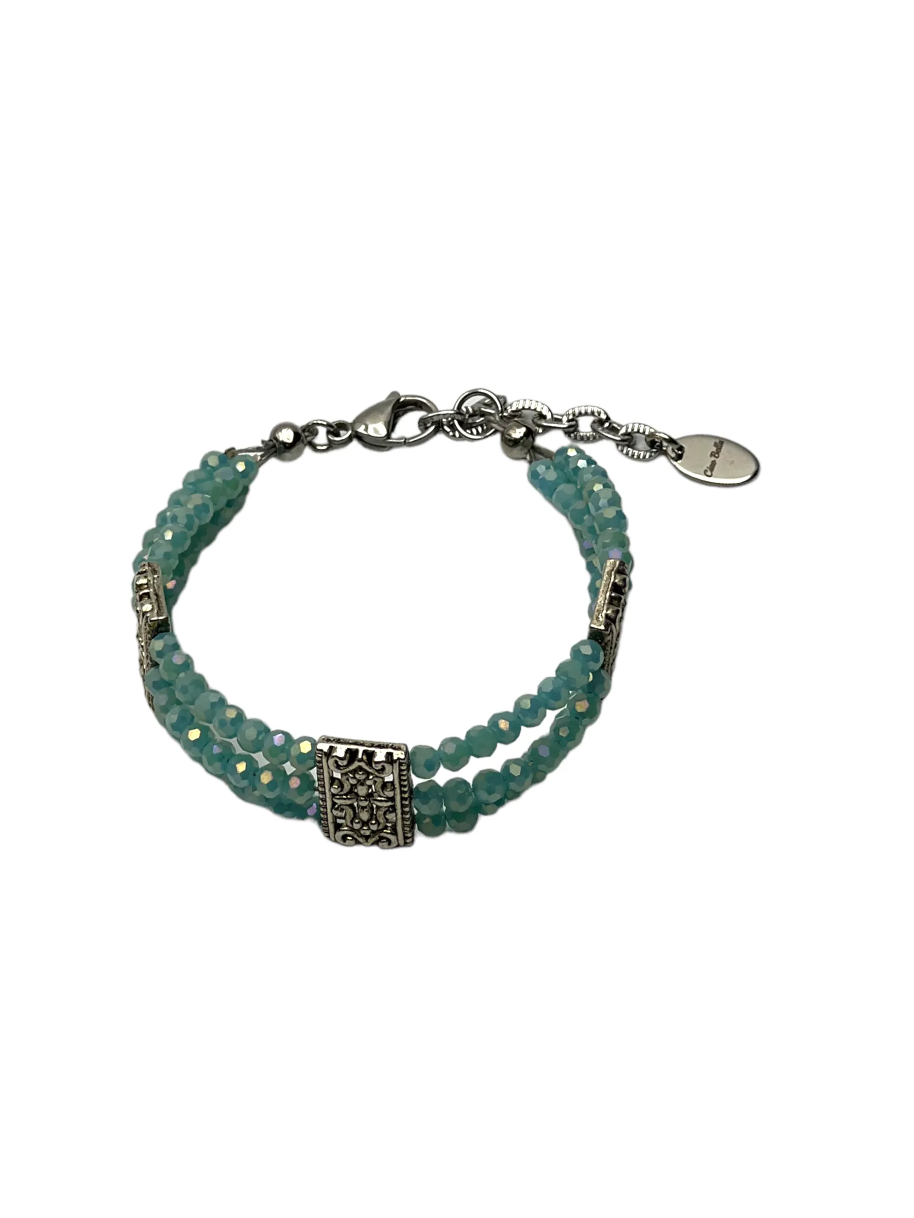 Turquoise Crystal Triple Strand Bracelet