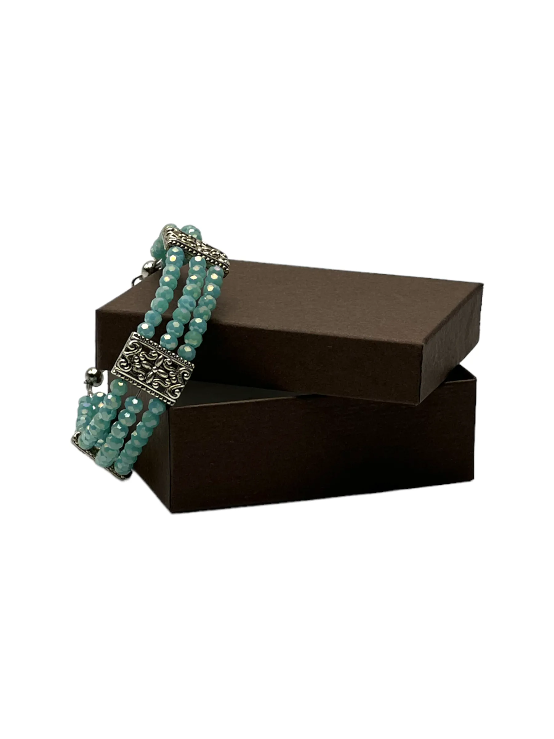 Turquoise Crystal Triple Strand Bracelet