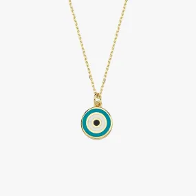 Turquoise Evil Eye Necklace | 14K Solid Gold