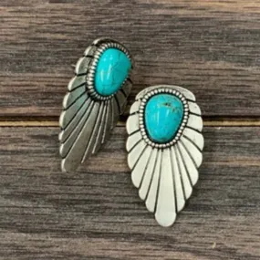 Turquoise Feather Earrings