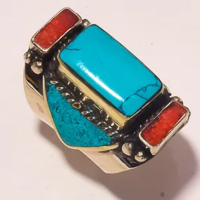 Turquoise Gemstone Nepali Ring Size10.25