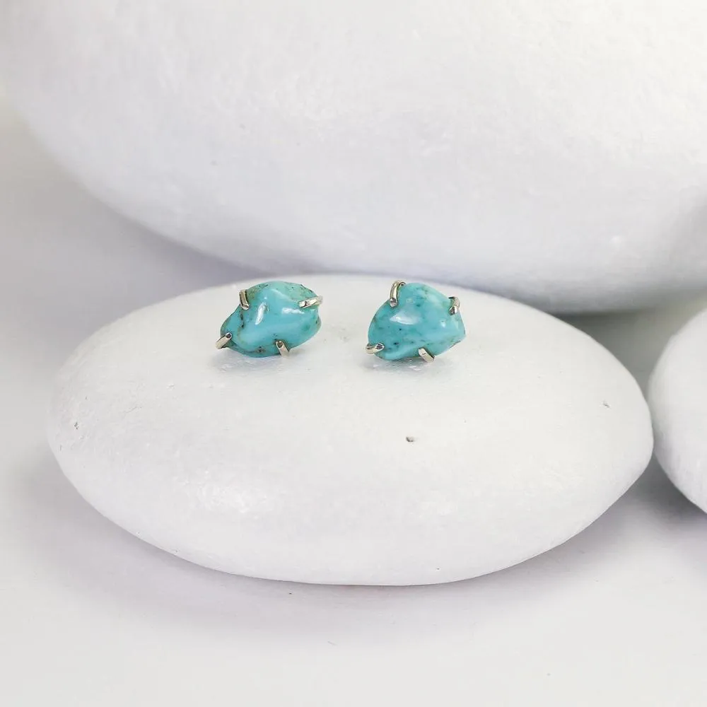 Turquoise Nugget Stud Earrings