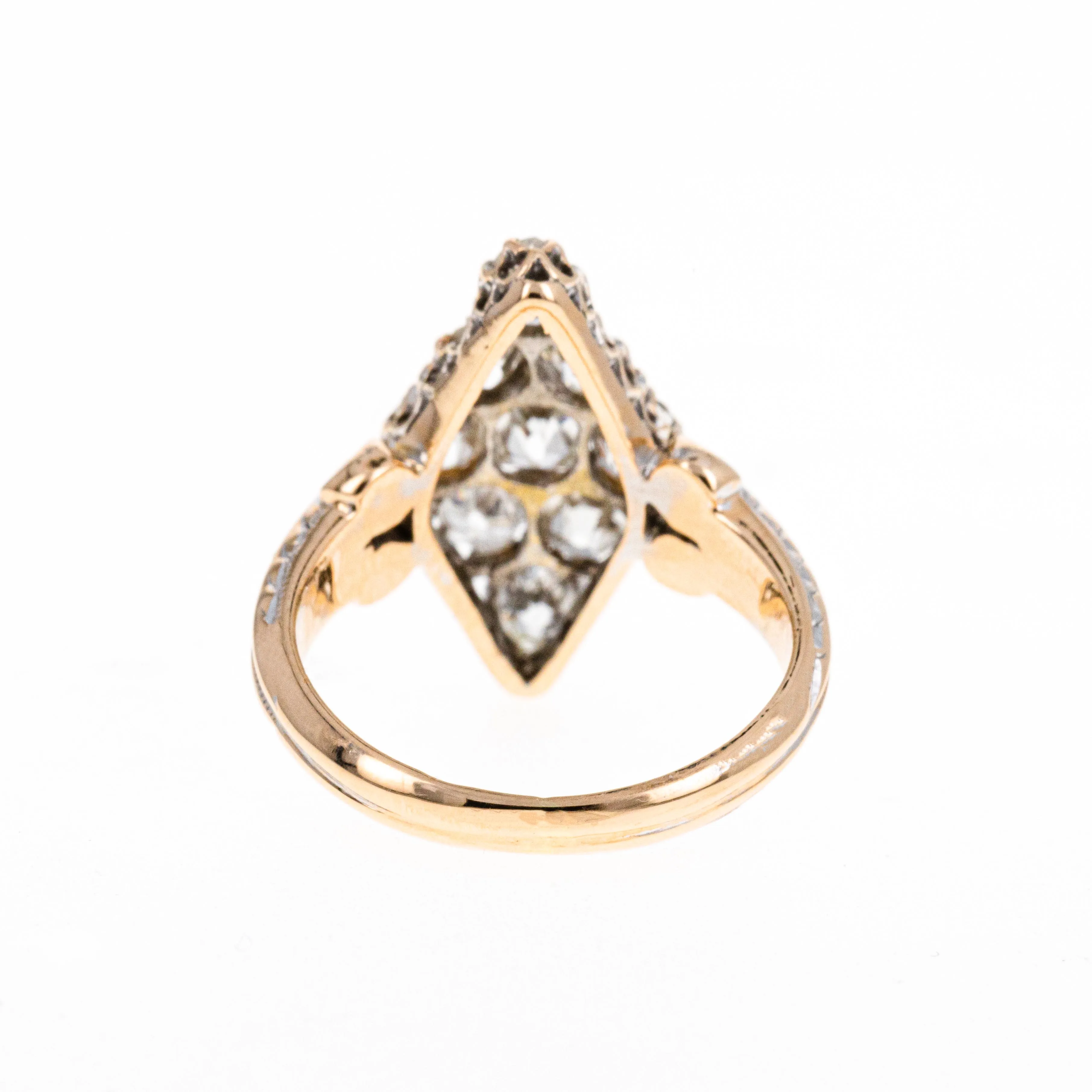 Victorian 1.75 Carat Total Weight Old Mine Diamond Ring in 14K Rose Gold