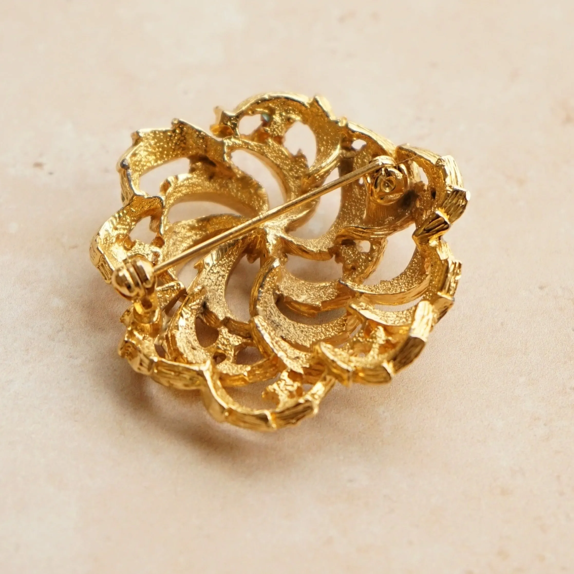 Vintage Embellished Swirl Brooch