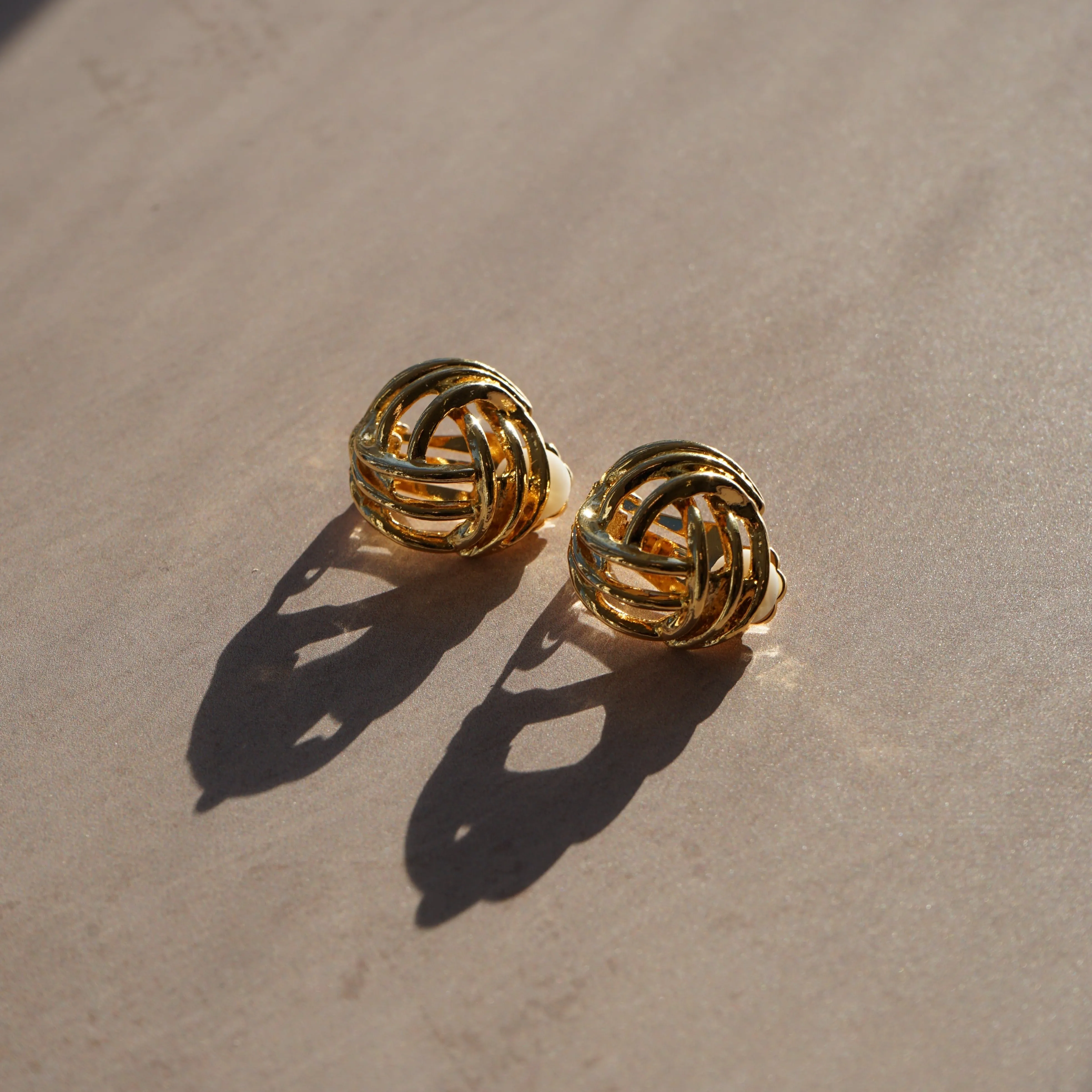 Vintage Open Cage Knot Clip-On Earrings