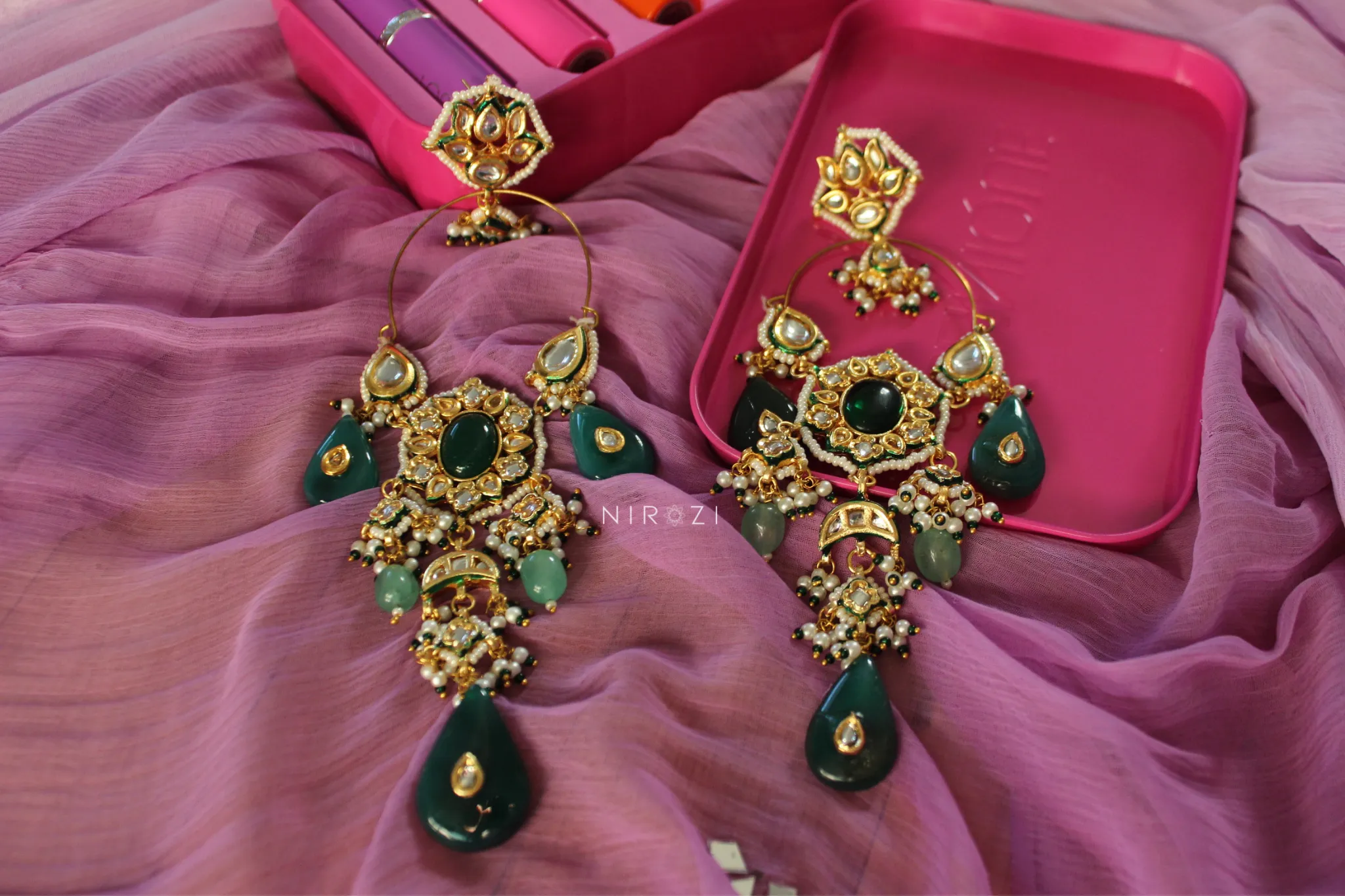 Vishaka - Kundan Long Earrings