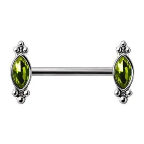 WILDKLASS 316L Stainless Steel Green Ornate Nipple Bar