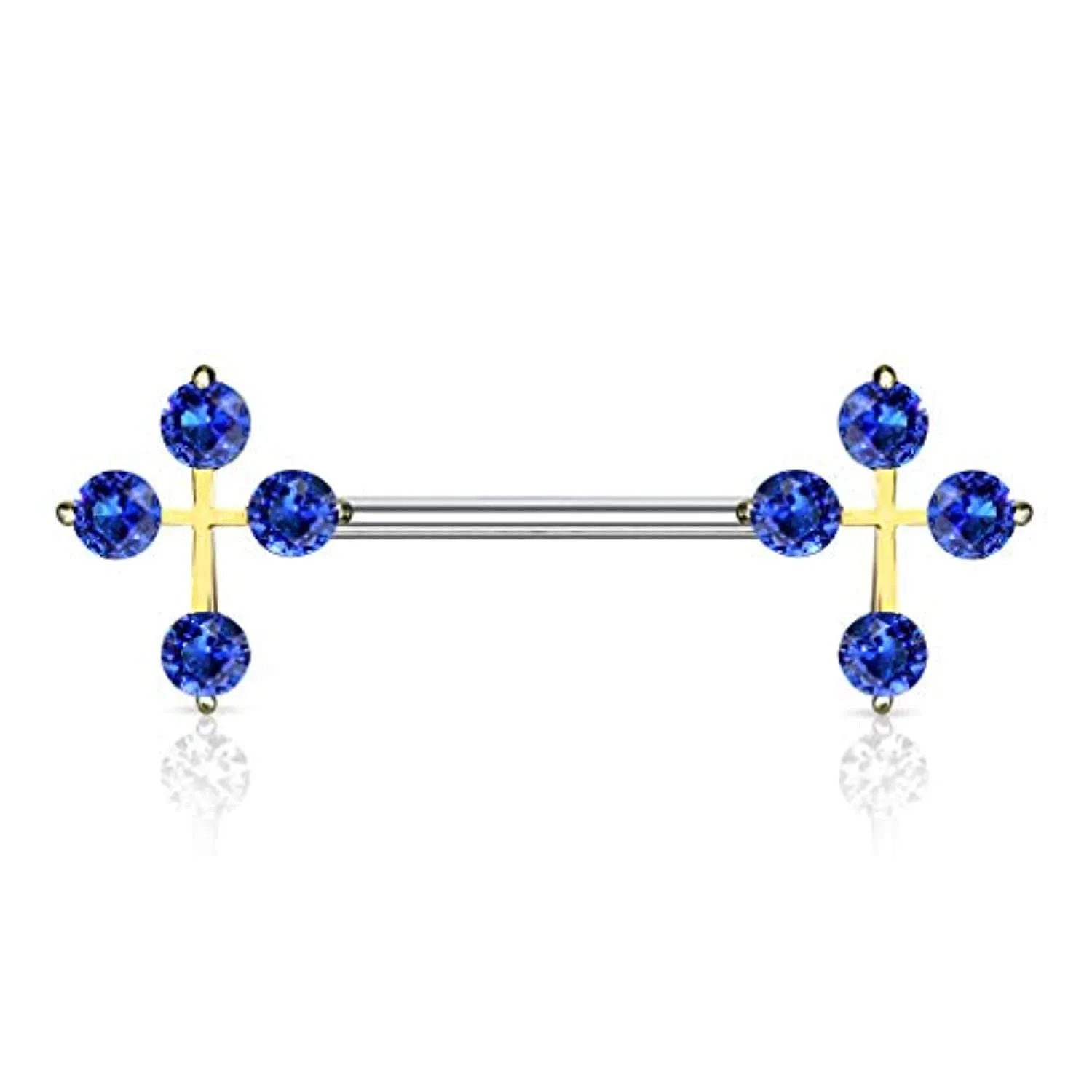 WildKlass CZ Cross Ends 316L Surgical Steel Nipple Barbell Rings