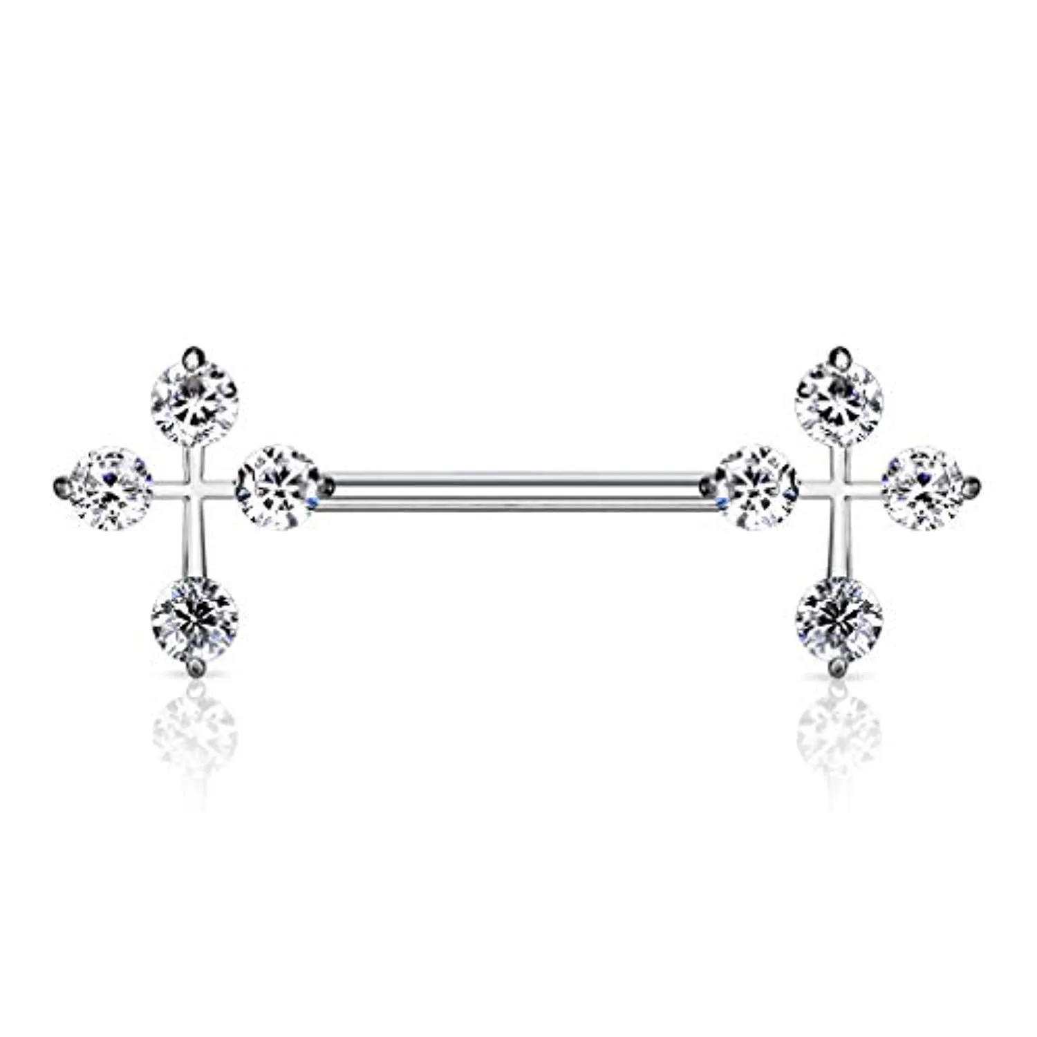 WildKlass CZ Cross Ends 316L Surgical Steel Nipple Barbell Rings