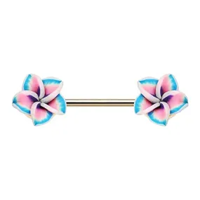 WILDKLASS Hawaiian Plumeria Flower Nipple Barbell Ring