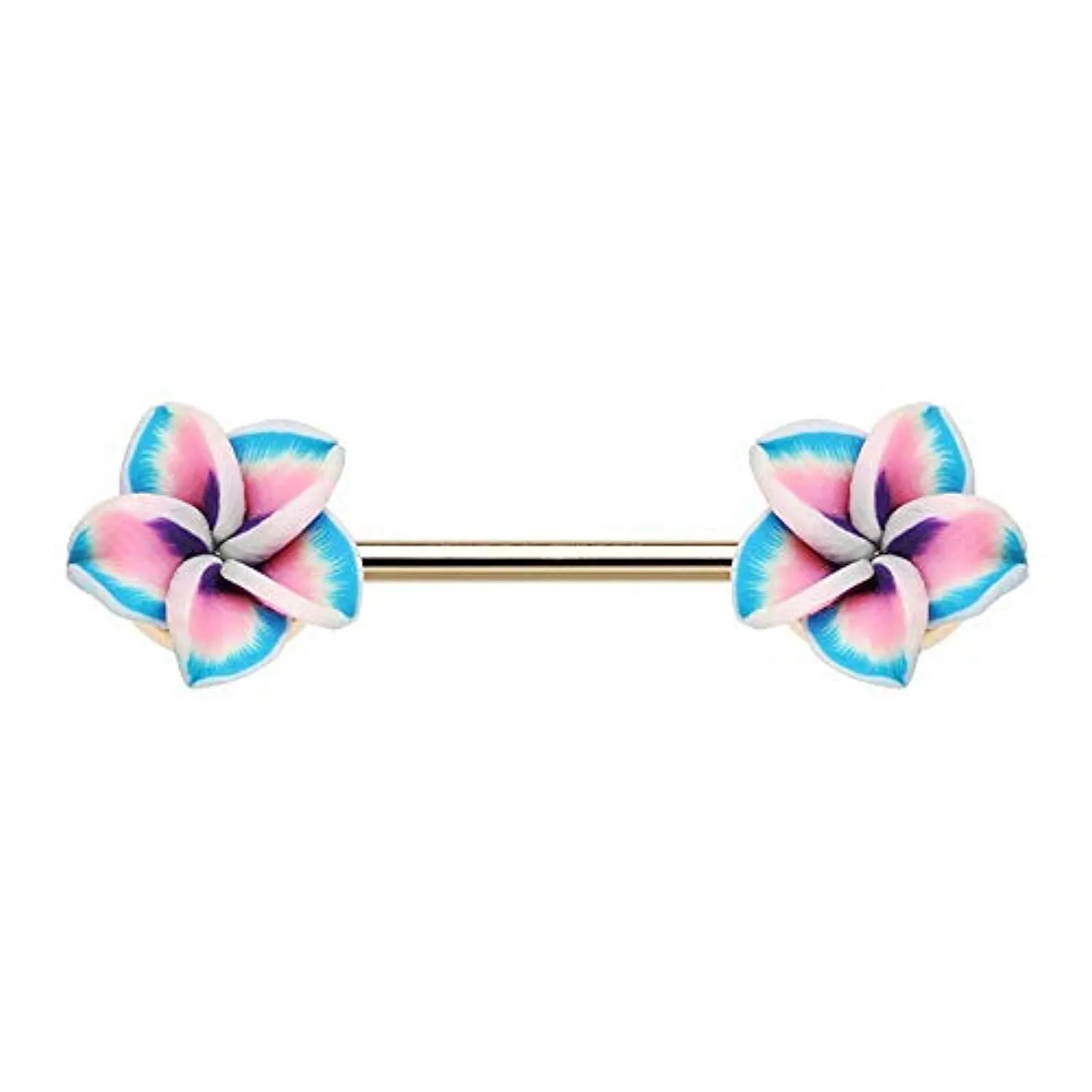 WILDKLASS Hawaiian Plumeria Flower Nipple Barbell Ring