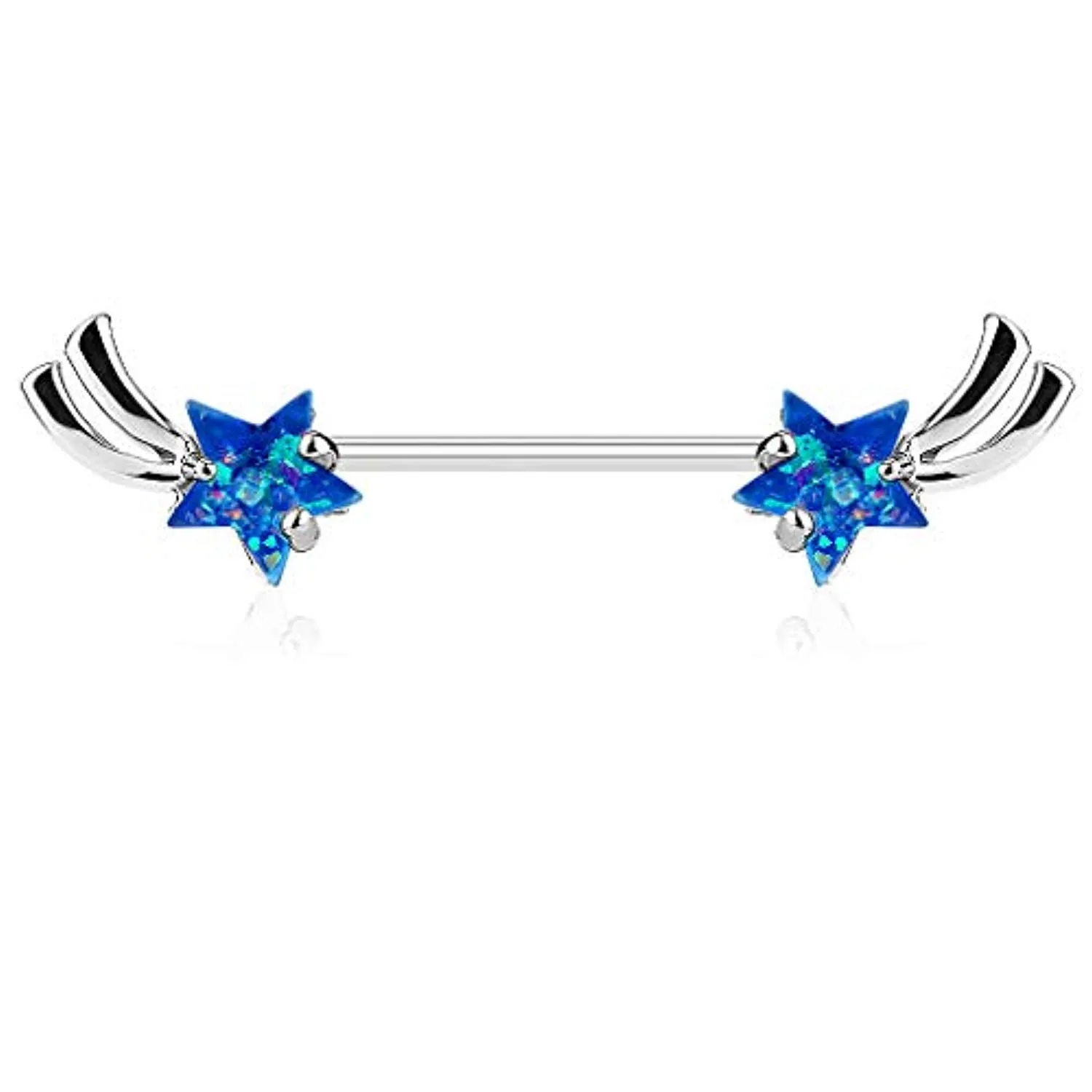 WildKlass Shooting Star with Opal Glitter Set 316L Surgical Steel Nipple Barbells