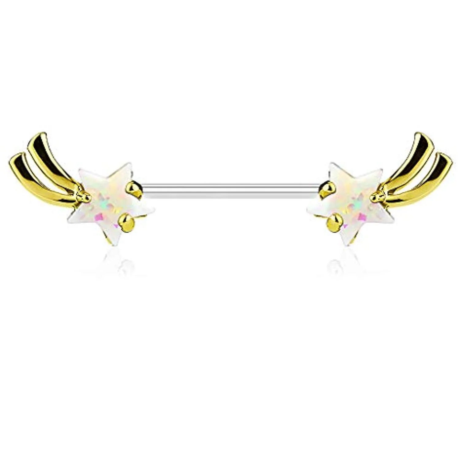 WildKlass Shooting Star with Opal Glitter Set 316L Surgical Steel Nipple Barbells