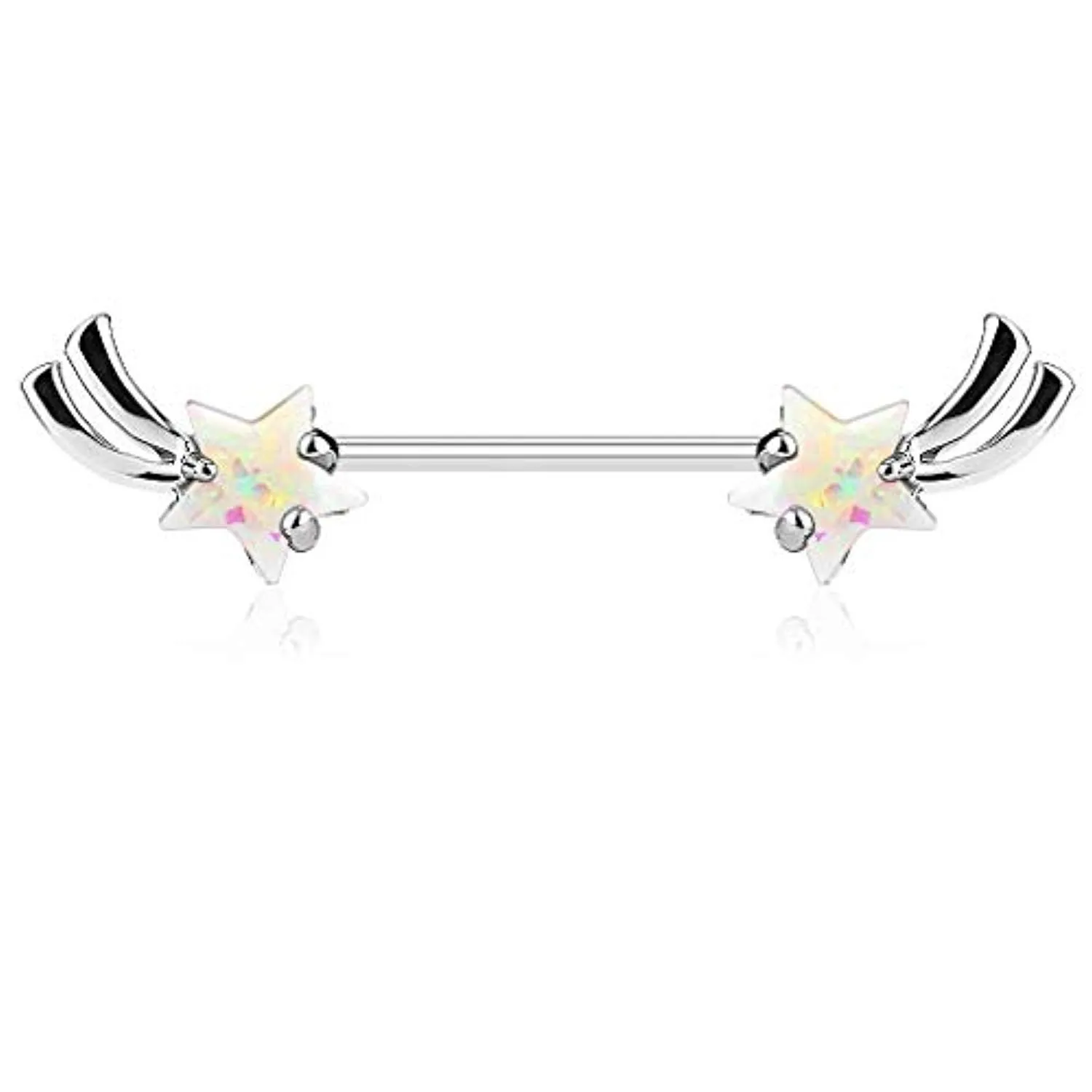 WildKlass Shooting Star with Opal Glitter Set 316L Surgical Steel Nipple Barbells