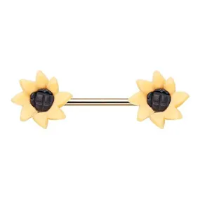 WILDKLASS Springtime Sunflower Flower Nipple Barbell Ring