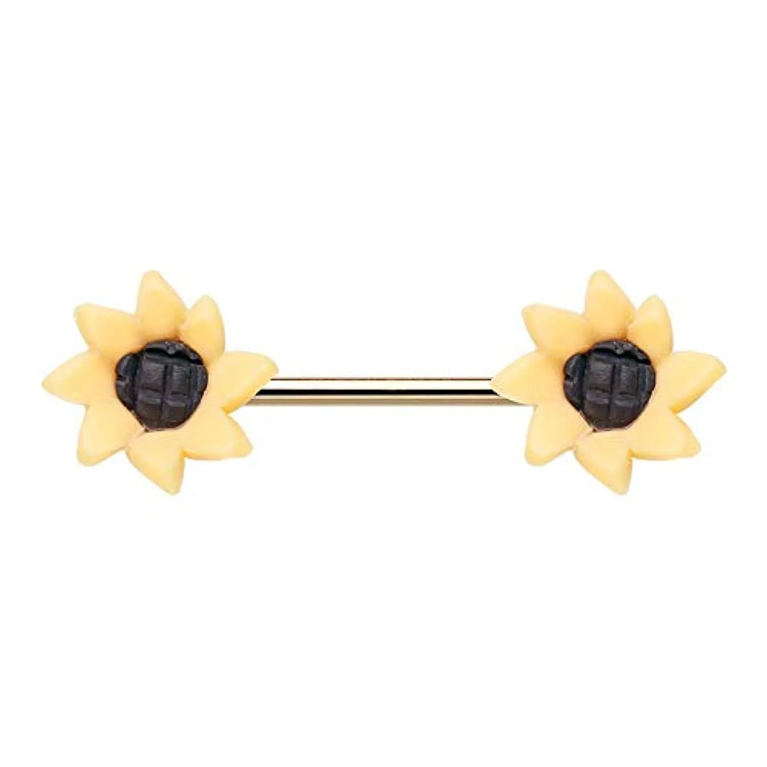 WILDKLASS Springtime Sunflower Flower Nipple Barbell Ring